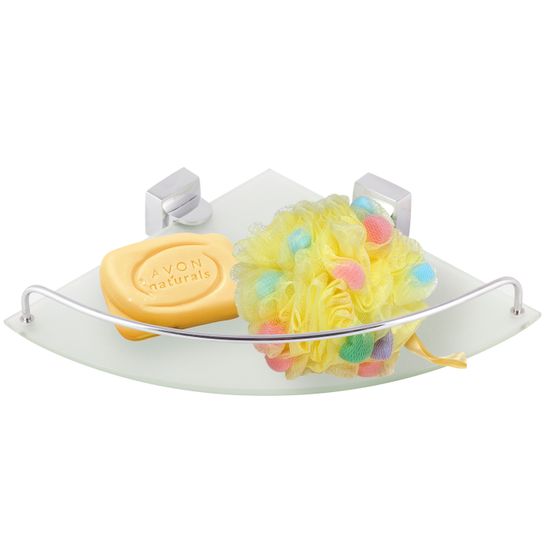 Полка угловая стеклянная на стальном креплении Besser BS 8817 (28,5х28,5х6 см)