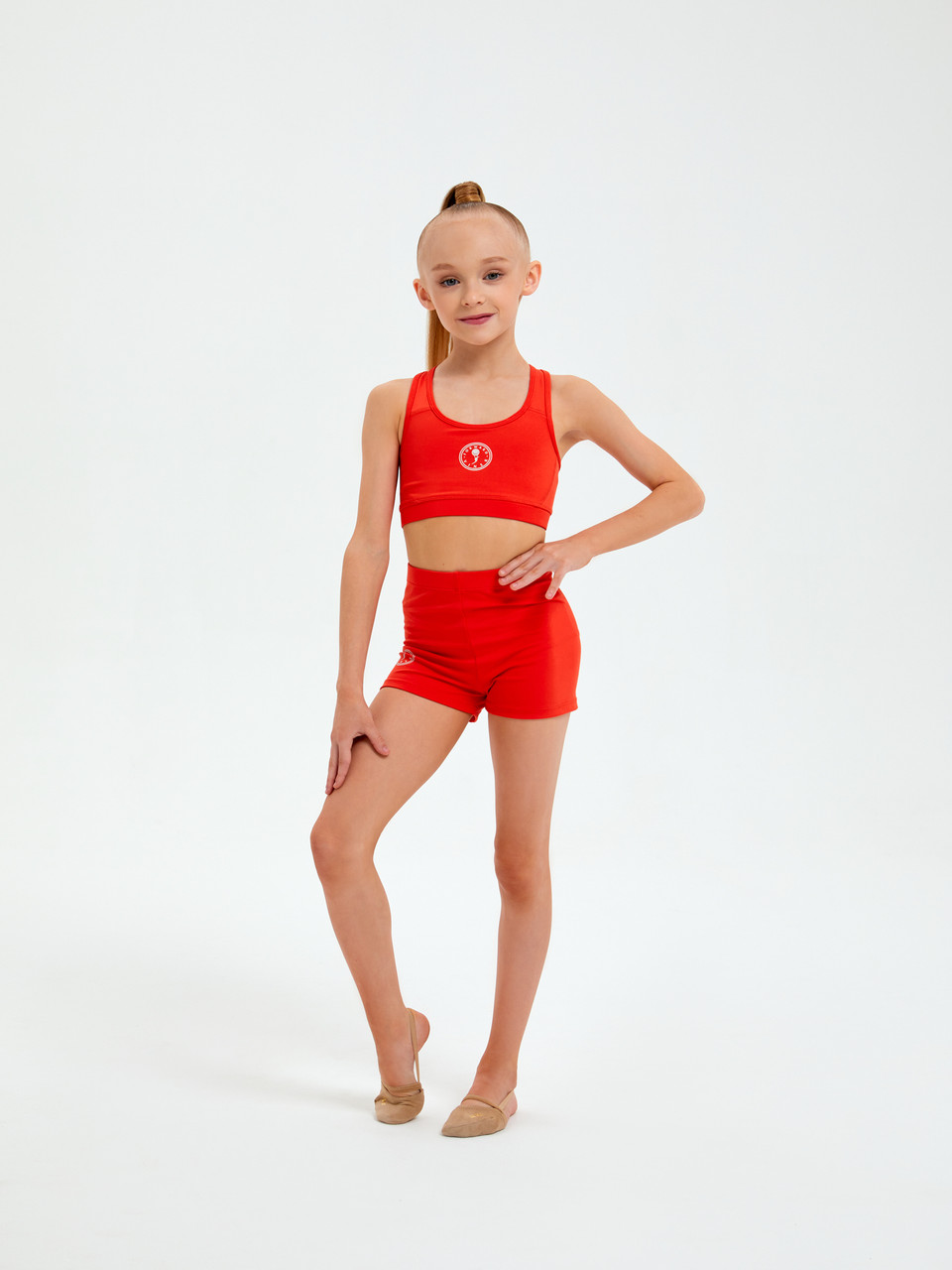 B16210V-RR232 Шорты спортивного назначения для занятий гимнастикой для девочек (красный)