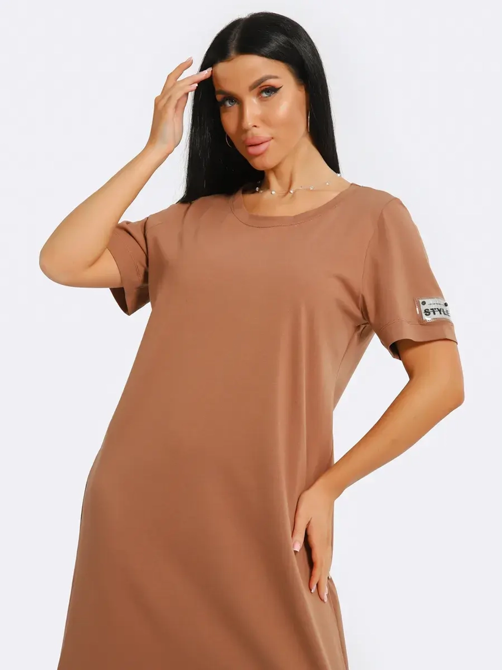 Платье хлопок однотон большие размеры