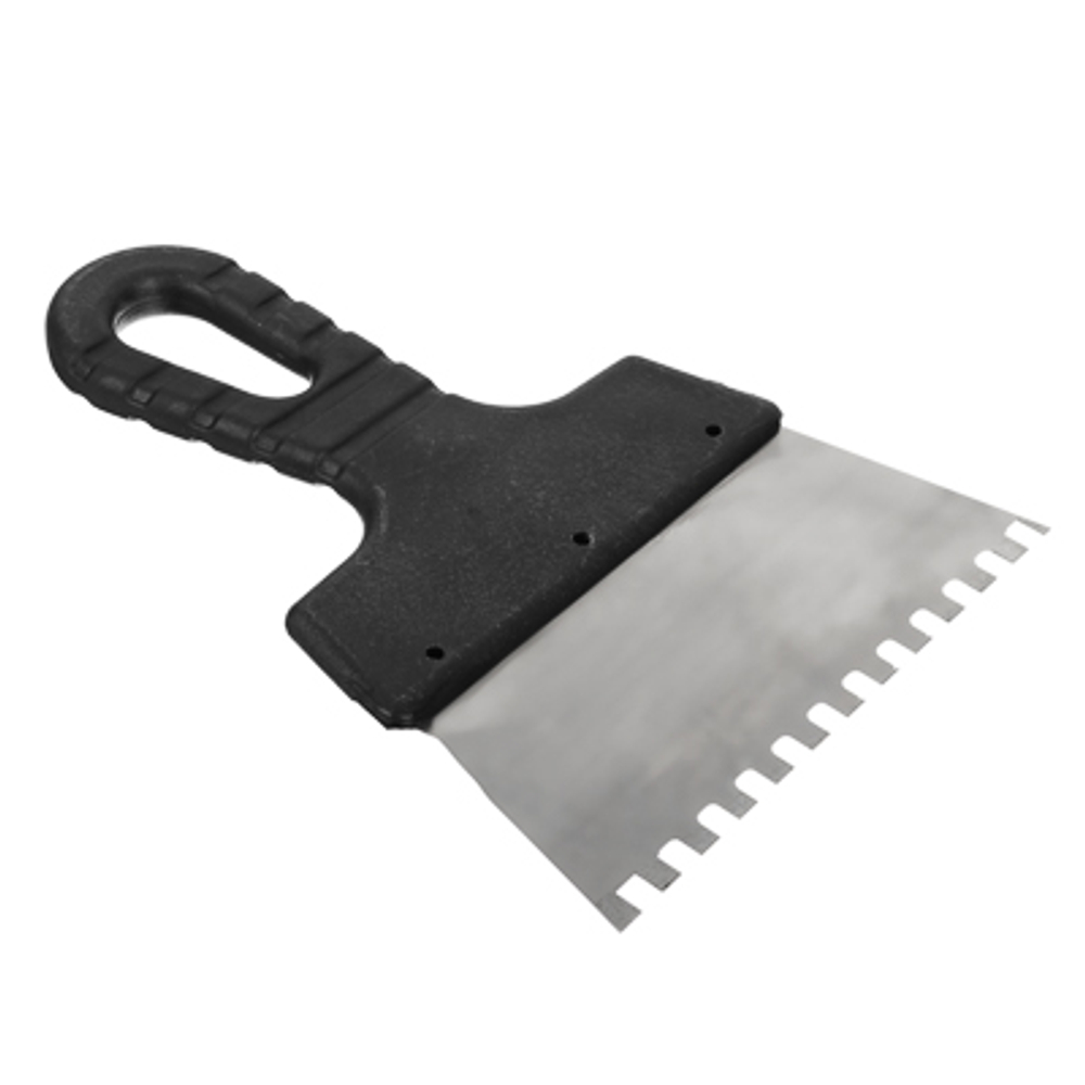 Шпатель метал.(нерж) пласт. ручка 150 мм зуб 6мм РОКОТ  Х