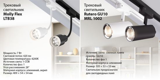 Новинки! Трековые светодиодные светильники Molly Flex и Rutero. От компании Elektrostandard!