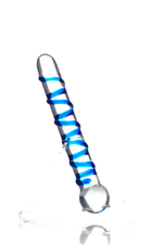 Двойной стимулятор из стекла (Цвет: прозрачный с синим)