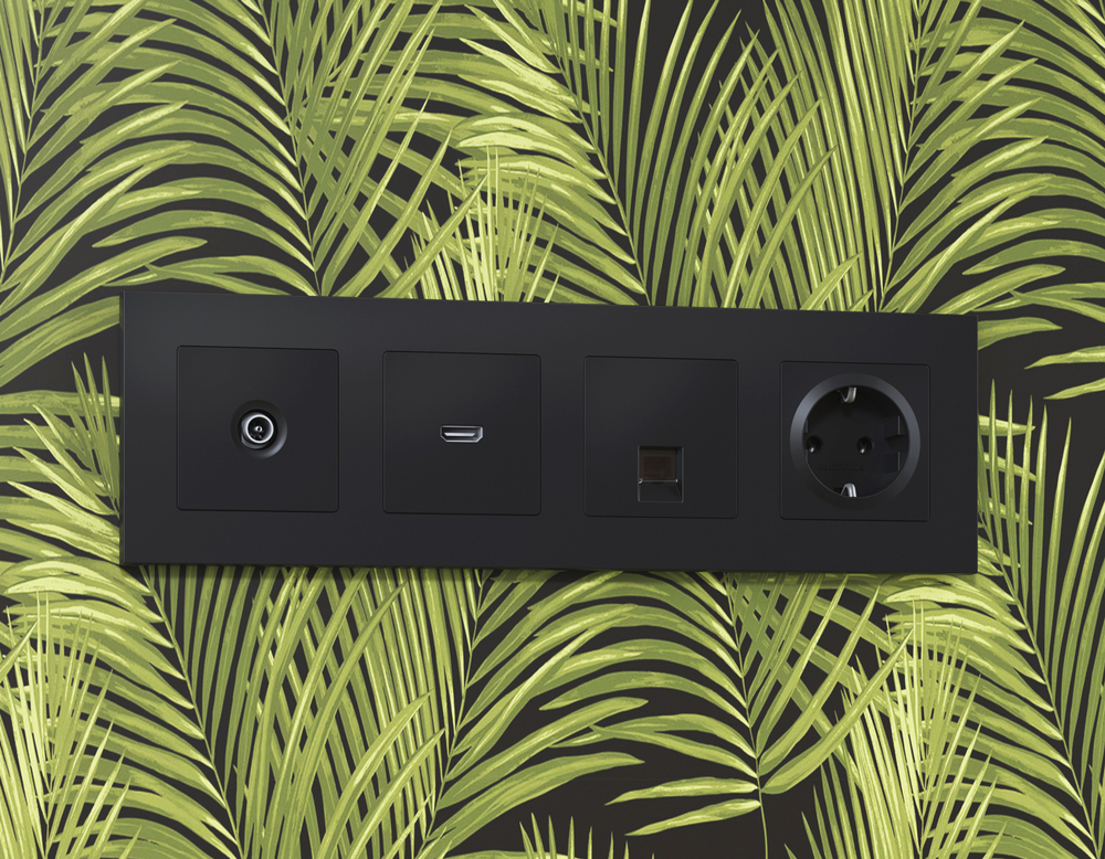 MA813030 Комплект механизма TV розетки проходной ALFA Черный матовый 5-1000 MHz 4dB QUANT (AP8130, VM211)