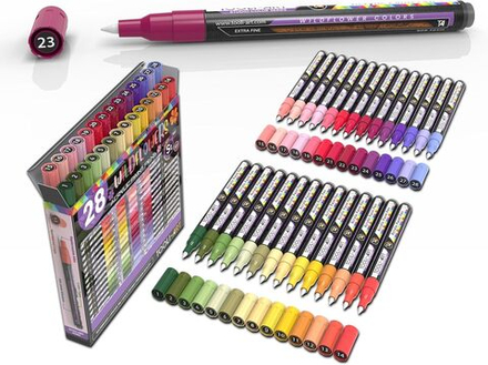 TOOLI-ART акриловые маркеры фломастеры, 28 шт., 0,7 мм WILDFLOWER