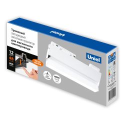 ULB-M80-12W-4000K-35 WHITE Светильник-прожектор линейный светодиодный трековый. Для магнитных шинопроводов. 900 Лм. Белый свет 4000К. Белый. ТМ Uniel