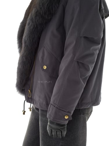 Графитовая пуховая парка с мехом лисы