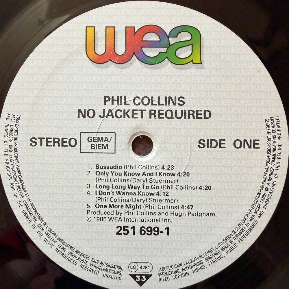 Phil Collins - No Jacket Required (Германия 1985г.)