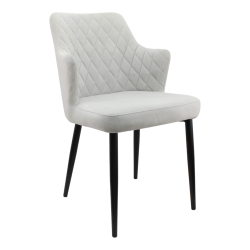 Стул "Хант" (арт. 345), велюр Бренди В20 светло-серый, ножки круглые черные.