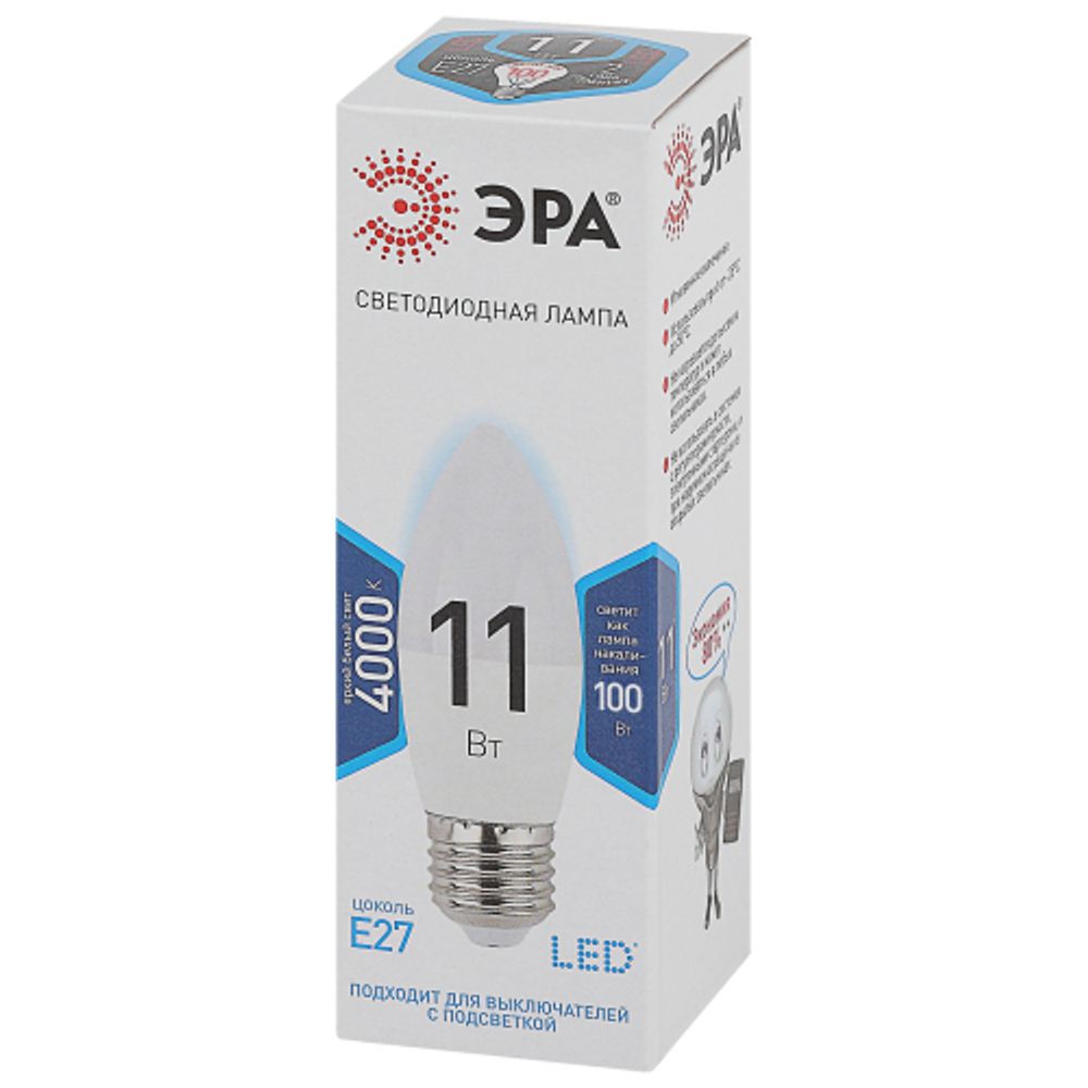 Лампа светодиодная ЭРА STD LED B35-11W-840-E27 E27 / Е27 11Вт свеча нейтральный белый свeт | Лампы cветодиодные Свеча (B/C)