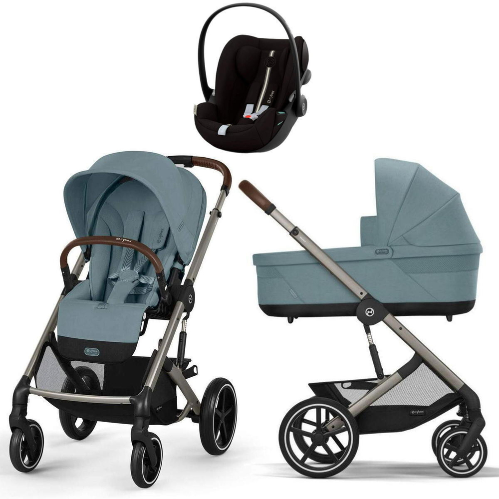 Коляска Cybex Balios S Lux TPE 2025 Cloud G i-Size Moon Black Plus 3 в 1 Stormy Blue с дождевиками