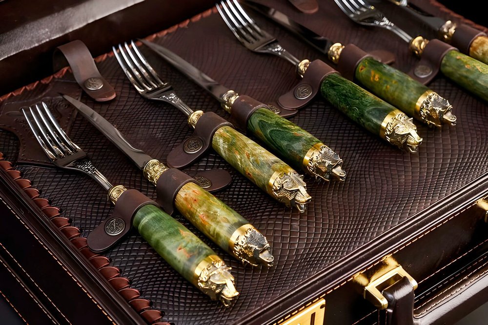 Набор для стейков "Премиум, Карельская береза"