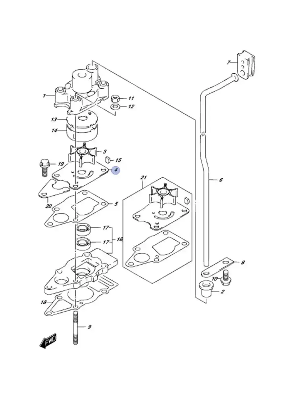 Проставка помпы охлаждения DF4-DF6