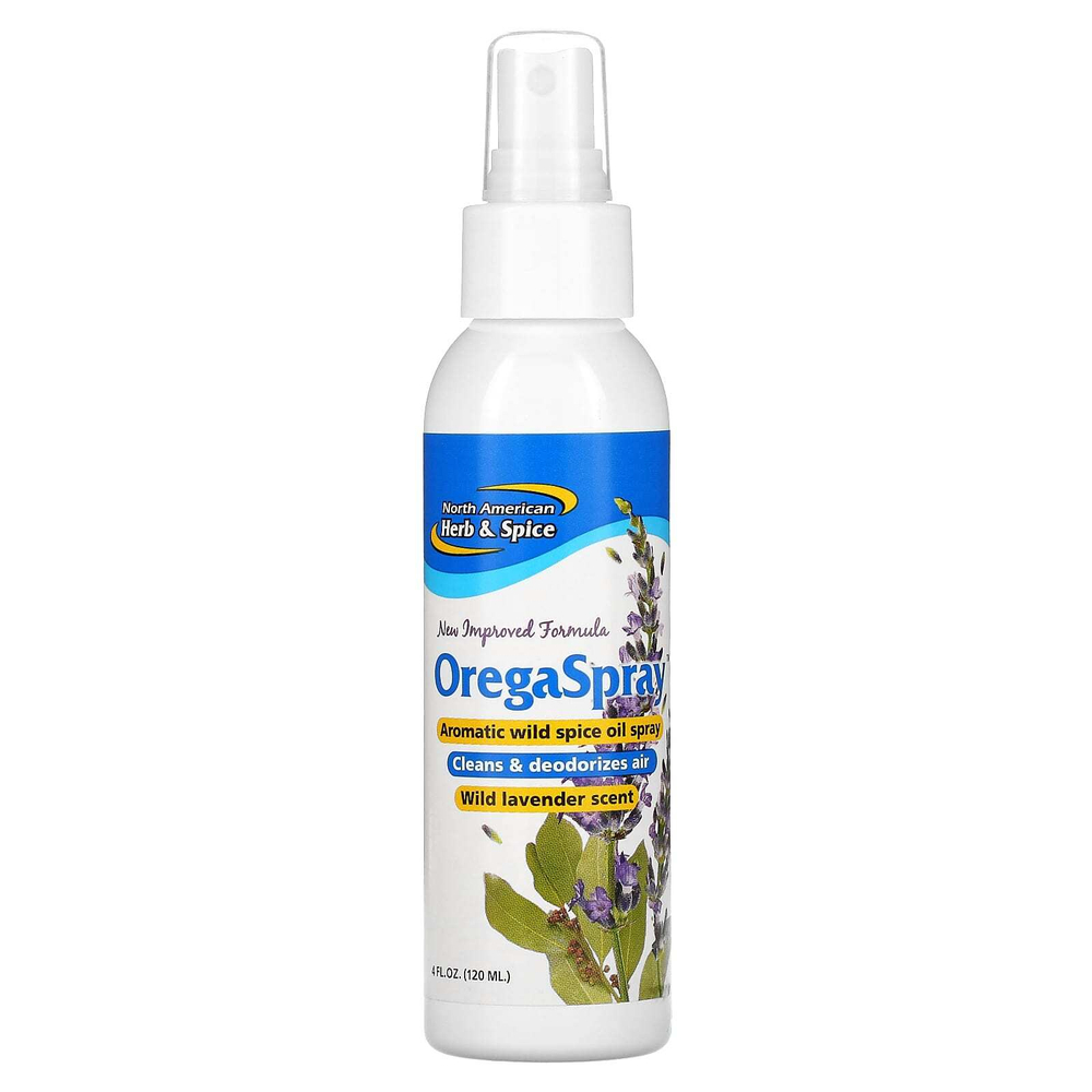 North American Herb & Spice, OregaSpray, спрей с ароматическим маслом диких специй, с ароматом дикой лаванды, 120 мл (4 жидк. унц.)