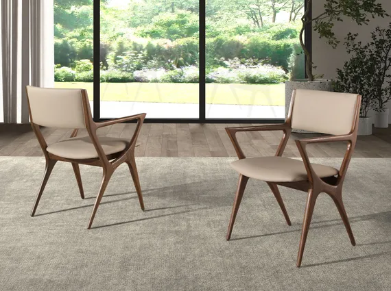 Стул с подлокотниками 4199 из экокожи цвета норки