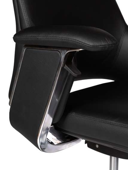 Кресло офисное Норден / Йорк / York / черная кожа / алюминевая база