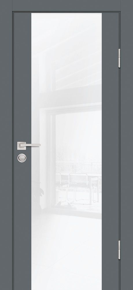 Дверь P-7 / Цвет Графит / белоснежный лакобель / Двери PROFILO PORTE