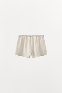 ZARА ШЕЛКОВЫЕ ШОРТЫ В БЕЛЬЕВОМ СТИЛЕ, ЭКРЮ