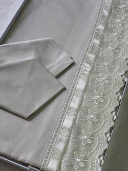 Скатерть 190х290 и 12 салфеток Gamba 1734 Panna светло-серая