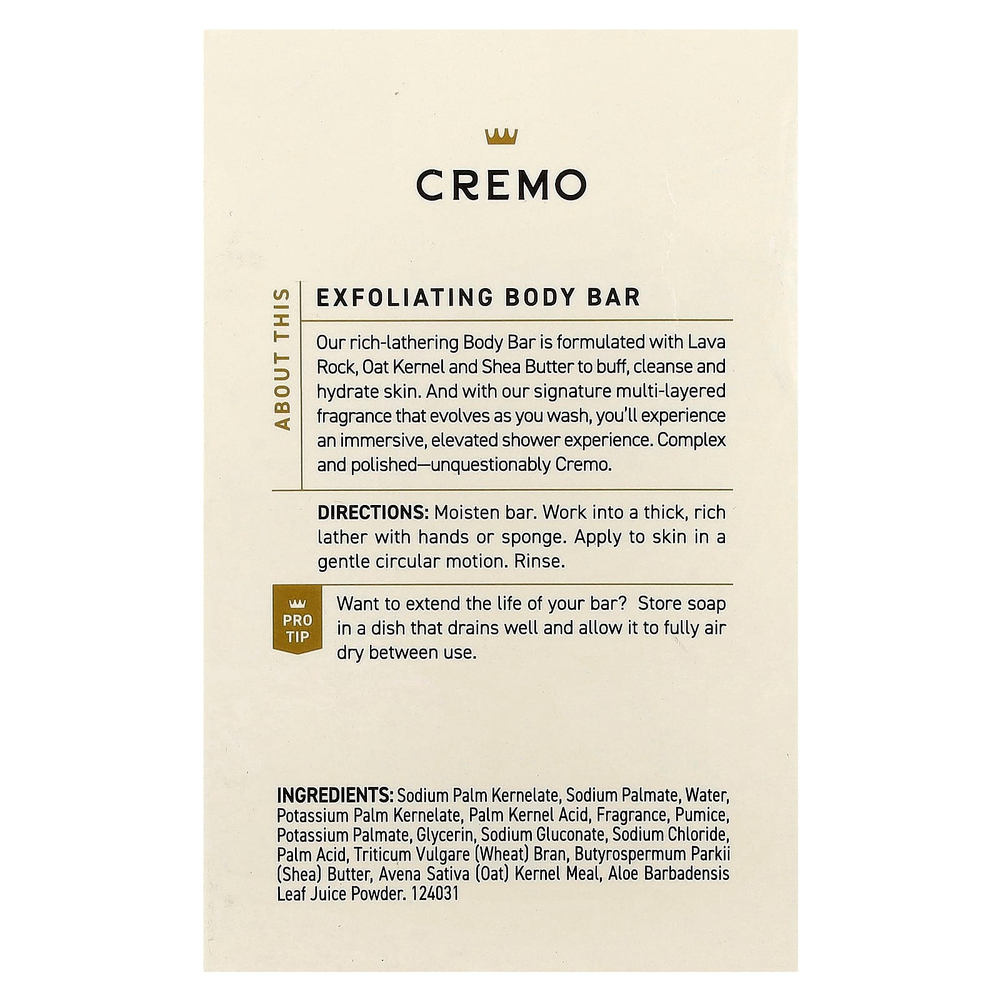 Cremo, Отшелушивающее мыло для тела, итальянский бергамот, 142 г (5 унций)