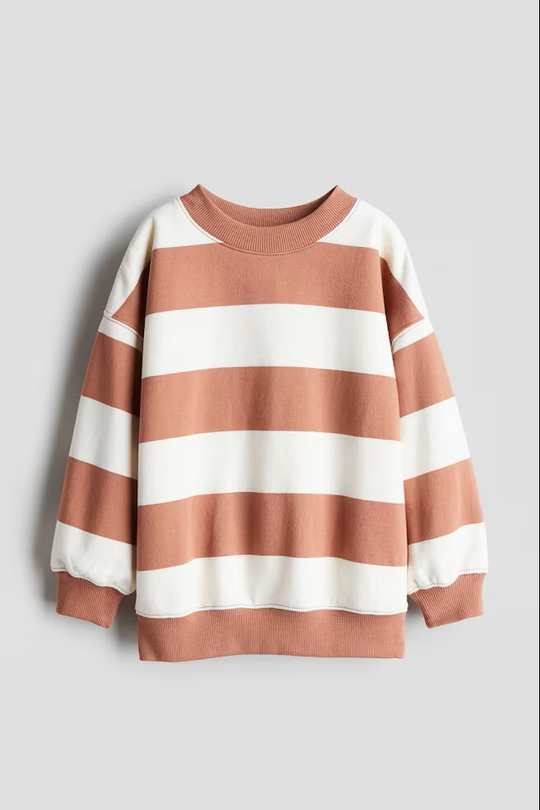 H&M Толстовка оверсайз с круглым вырезом, светло-коричневый