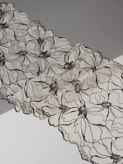 Эластичное кружево молочное с черным ширина 23,5 см