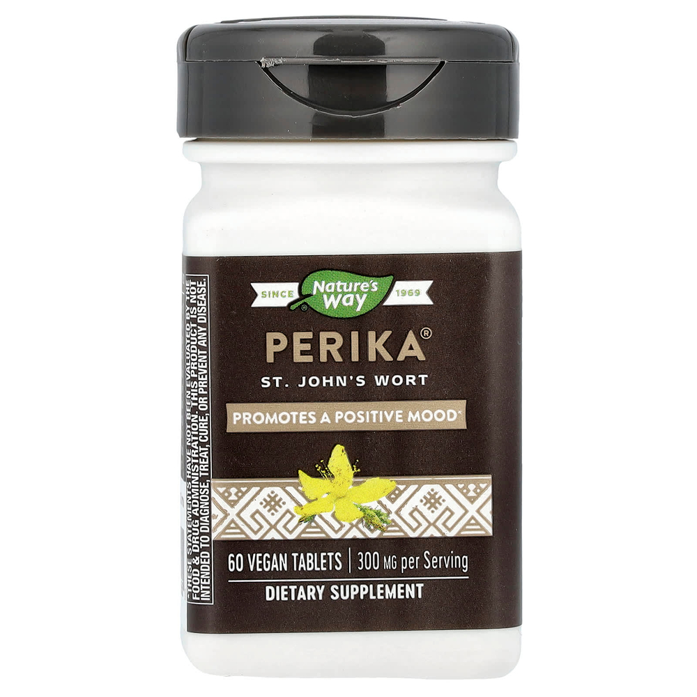 Nature's Way, Perika®, зверобой, 300 мг, 60 веганских таблеток