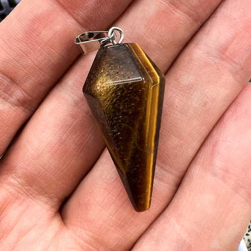 Кулон Маятник из камня Тигровый глаз, 34х15 мм