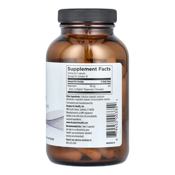 L-треонат магния, NeuroMag, Designs For Health, 90 вегетарианских капсул 2