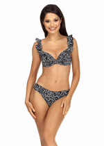 Раздельный купальник push-up с леопардовыми пятнышками (Размер: 80B/40) (Цвет: черный с белым)