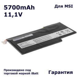 Аккумуляторная батарея iBatt 5700mAh для ноутбука MSI GS63VR( BTY-M6J, BTY-U6J)