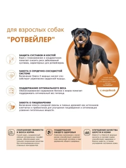Сухой корм для собак породы Ротвейлер, с индейкой, 2,5 кг