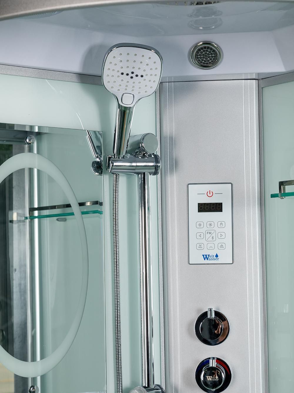Душевая кабина WeltWasser  WW500 HALLE  804 80х80 см,  прозрачное стекло, поддон низкий, крыша, гидромассаж
