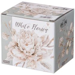 КРУЖКА LEFARD "БЕЛЫЙ ЦВЕТОК" 320 МЛ ГОЛУБАЯ (КОР=36ШТ.)