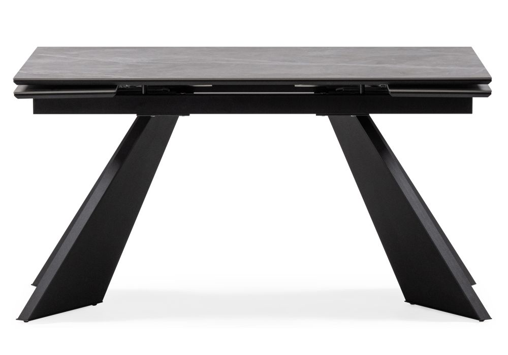 Керамический стол Ливи 140х80х78 серый мрамор / черный