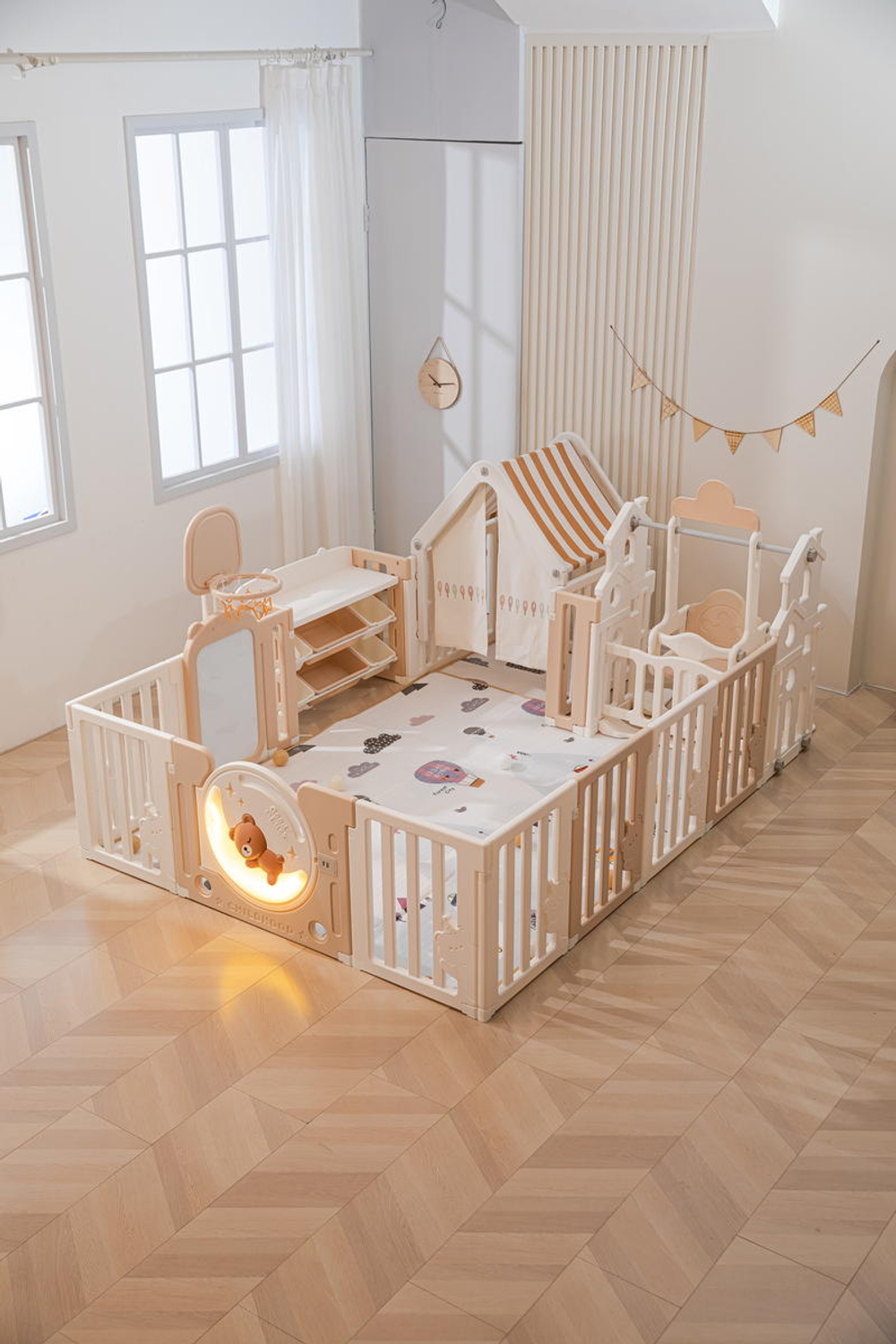 Манеж UNIX Kids DeLuxe House&Storage Camel 180 x 200 см с игровыми аксессуарами
