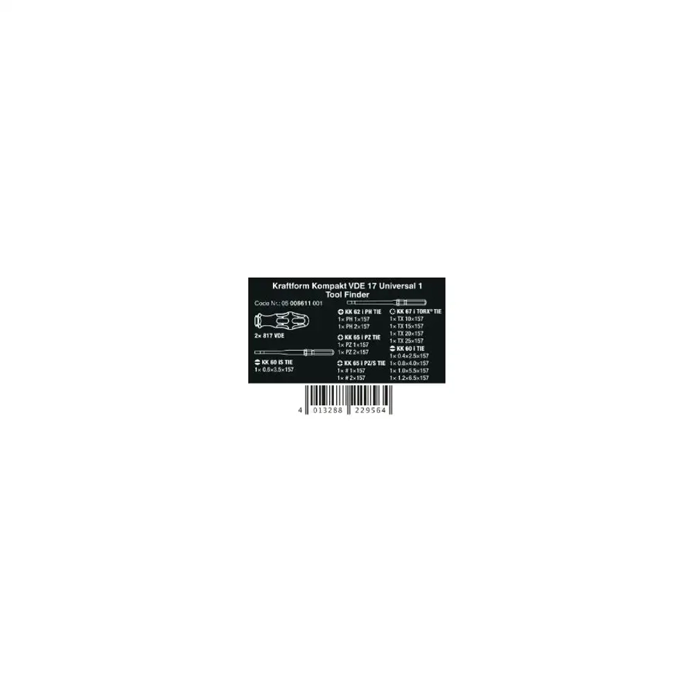 Набор Kraftform Kompakt VDE 17 Universal 1 WERA 05006611001