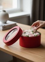 Короткая коробка с прозрачной крышкой D 22,5 см. Цвет: Красный.