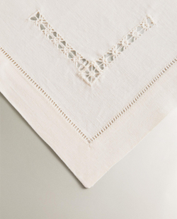 Zara Home столовая салфетка из льна, ажурная отделка, 45 45 см (комплект 2 шт.)