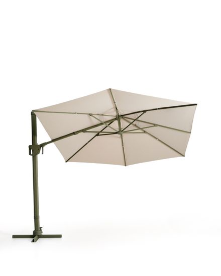 Бежевый консольный зонт Noli с зеленой алюминиевой конструкцией, 300 x 420 см
