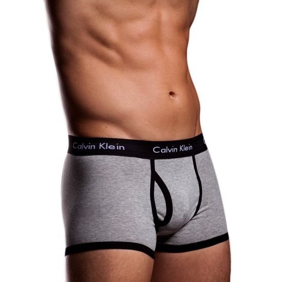 Мужские трусы хипсы серые с чёрной резинкой Calvin Klein 365 Grey Black Boxer