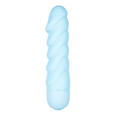 Голубой вибратор со спиралевидным рельефом SEE YOU FLEXIBLE - 15 см. (Цвет: голубой)