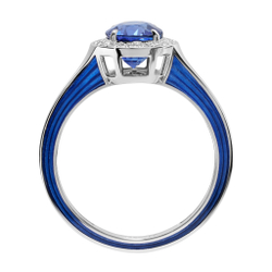 Кольцо с Сапфиром и Бриллиантами, Эмаль, R0143-0/4