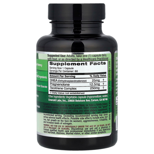 Emerald Laboratories, ДГЭА + прегненолон, 60 растительных капсул