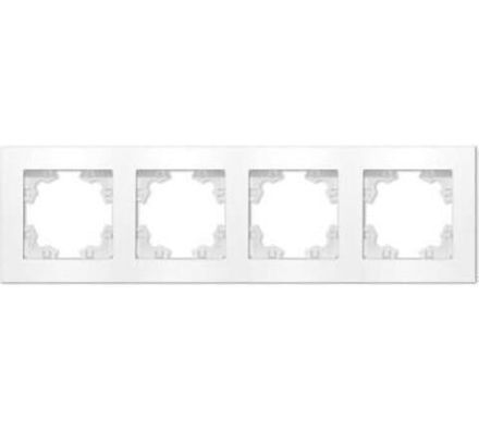 Рамка четырехместная горизонтальная "UNIVersal" серия "Афина" белая (еврослот) (HU2312)