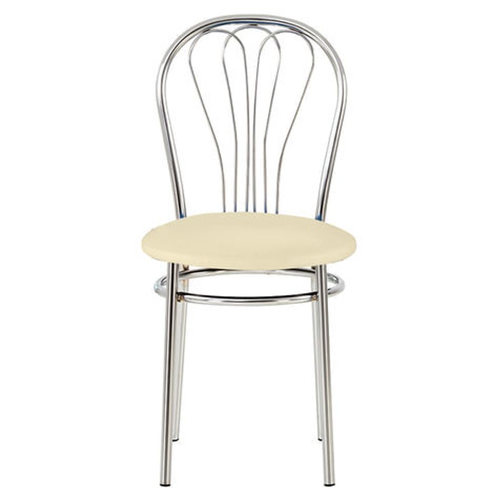 Стулья для столовых, кафе, дома "Venus", КОМПЛЕКТ 2 шт., хромированный каркас, кожзам бежевый