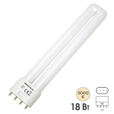 Лампа компактная люминесцентная Dulux L 18W/830 3000K 2G11 тепло-белая Osram 4099854124020