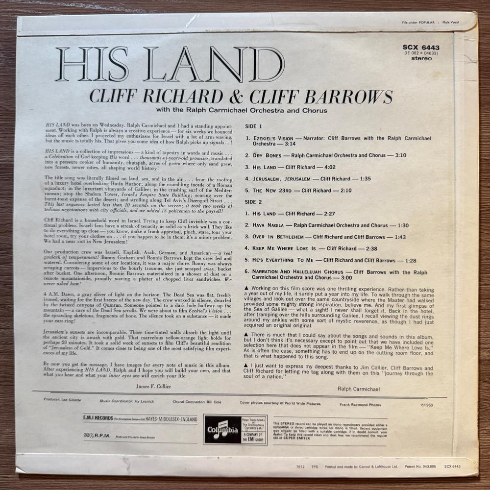 Cliff Richard & Cliff Barrows - His Land (Англия 1970г.) Т