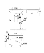 Раковина 60 Подвесная Grohe Euro Ceramic 39335000