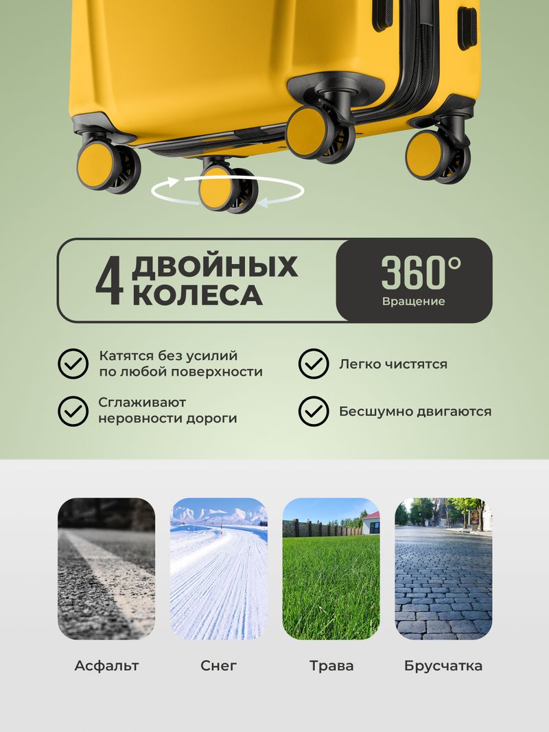 Чемодан M с кейсом в комплекте Желтый