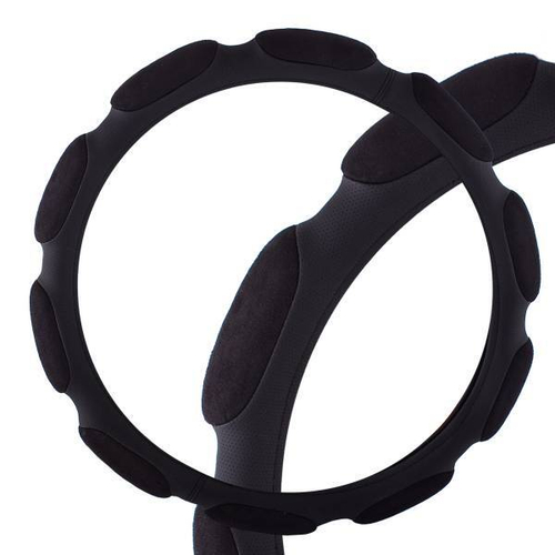 Оплетка руля L 39-40 см спонж (10 подушек) черная (SKYWAY)